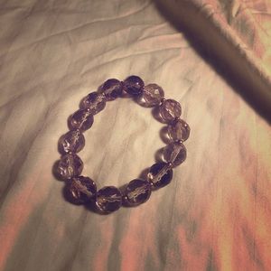 Clear Lavender Bead Stretch Bracelet